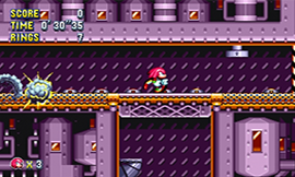 Knuckles running through Flying Battery Zone in Sonic Mania.