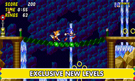 Sonic and Tails running across a platform in Sonic the Hedgehog 2 Remastered.